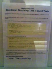 Mid-2006 pre-standard template Testing on the Toilet, "JavaScript: Simulating Time in jsUnit Tests"
