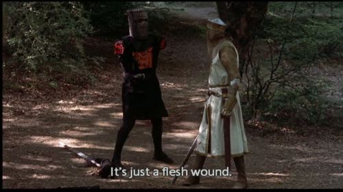 Monty Python's Black Knight: It's just a flesh wound.