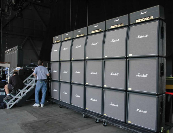 Image of a wall of Marshall stacks, illustrating the principle of writing
large tests before shipping to production